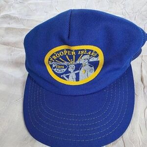 Vintage Kentucky State Police Trooper Island Trucker Hat Blue Snapback Mesh Cap